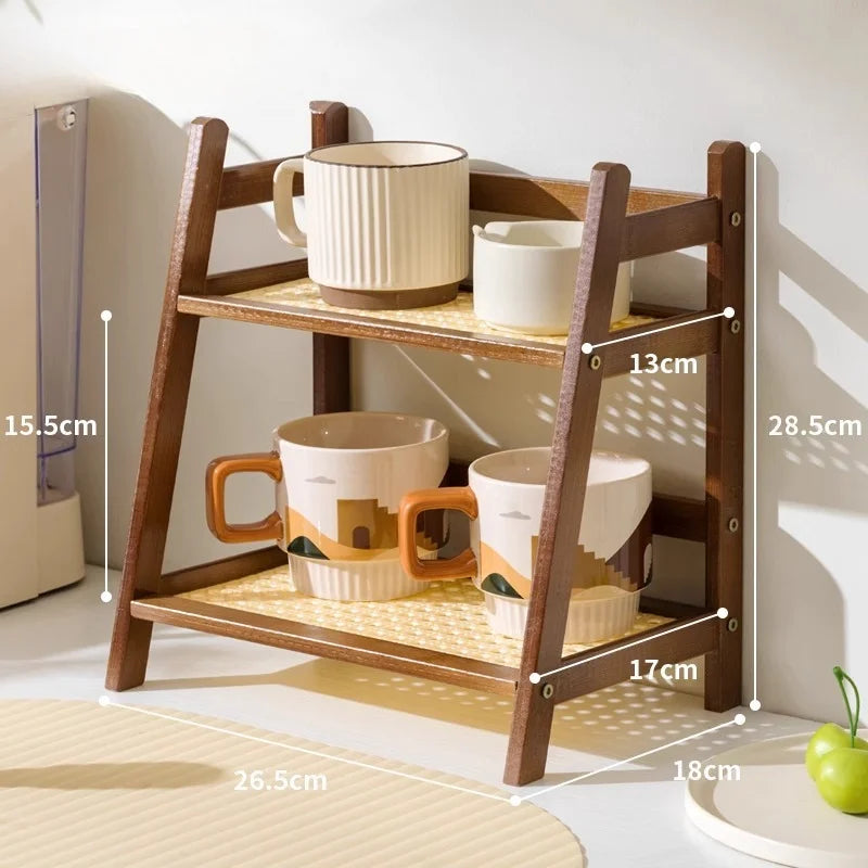 Bamboo Storage Shelf Stable Kitchen Rack