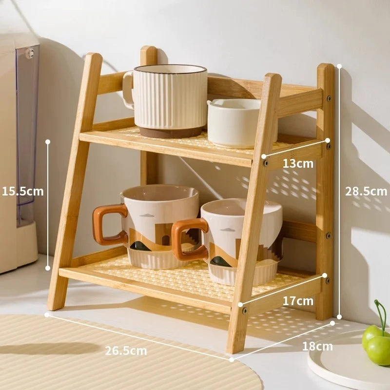 Bamboo Storage Shelf Stable Kitchen Rack