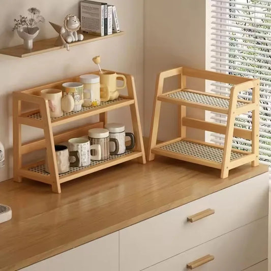 Bamboo Storage Shelf Stable Kitchen Rack