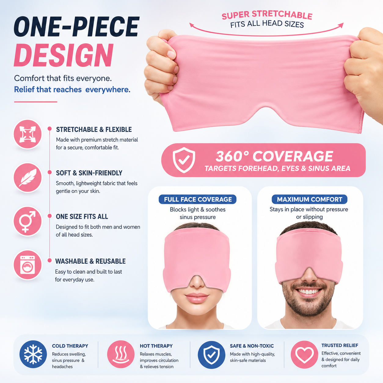 360 Cooling Gel Migraine Relief Head Wrap